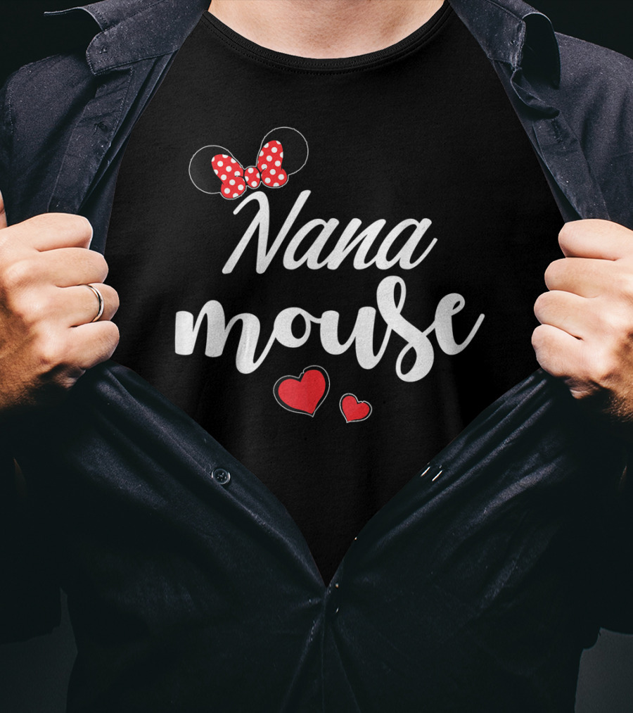 Nana Mouse With Polka Dot Bow And Red Hearts T-Shirt