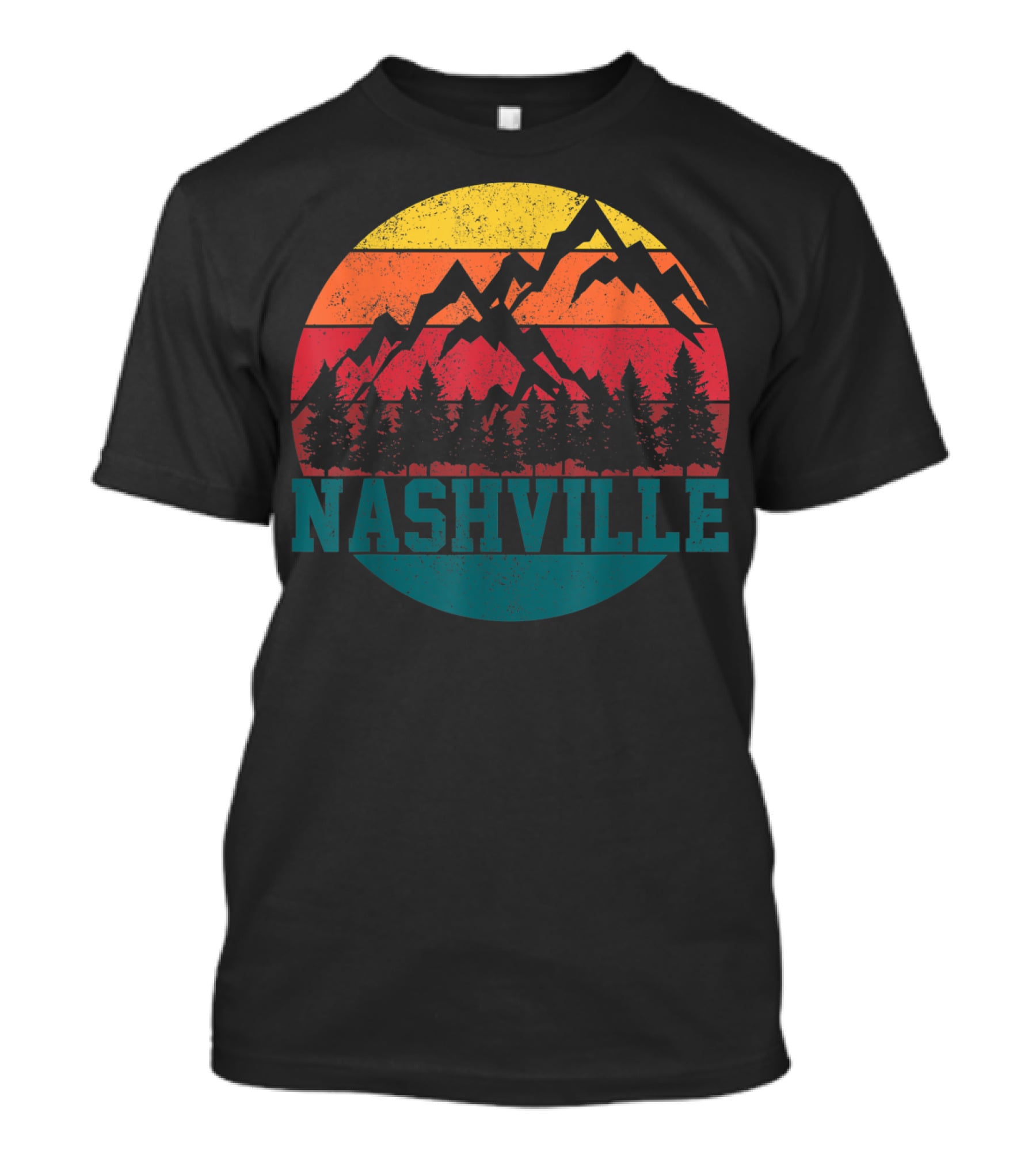 Nashville Vintage Mountains Sunset Forest Tennessee Music T-Shirt