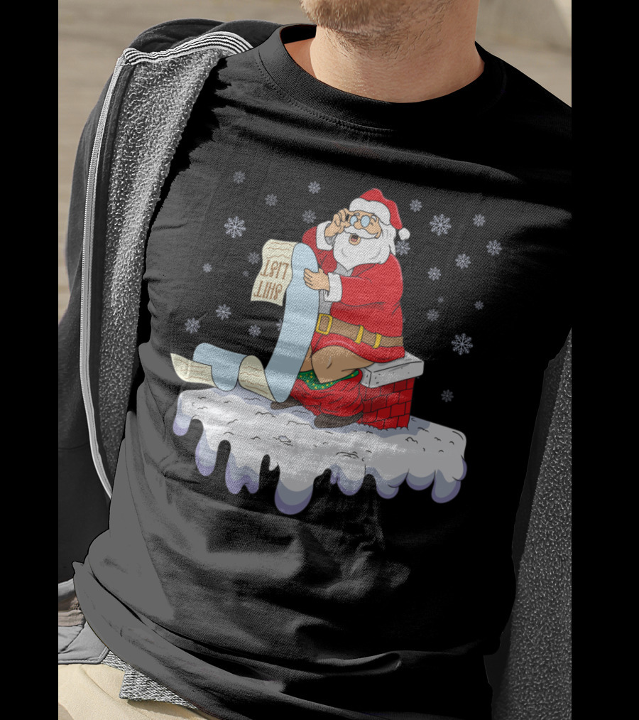 Naughty Santa On The Chimney With Naughty List T-Shirt