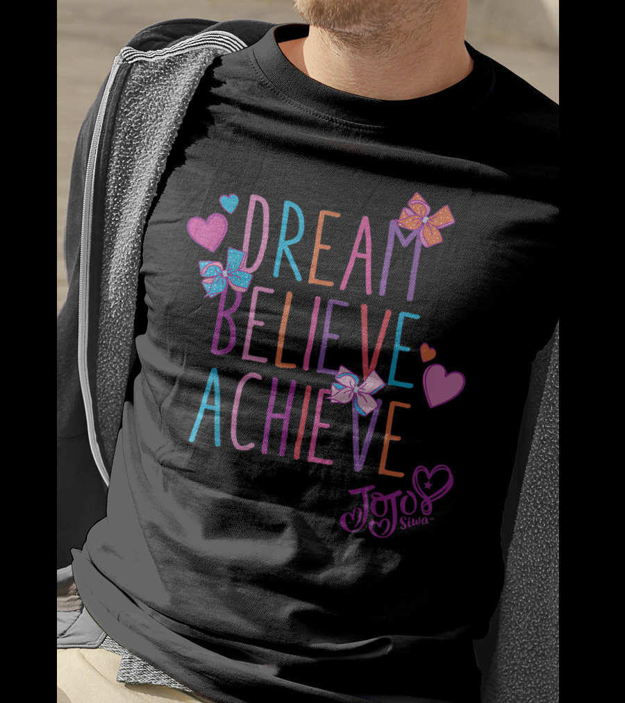 Nickelodeon Jojo Siwa Dream Believe Achieve Hearts And Bows T-Shirt
