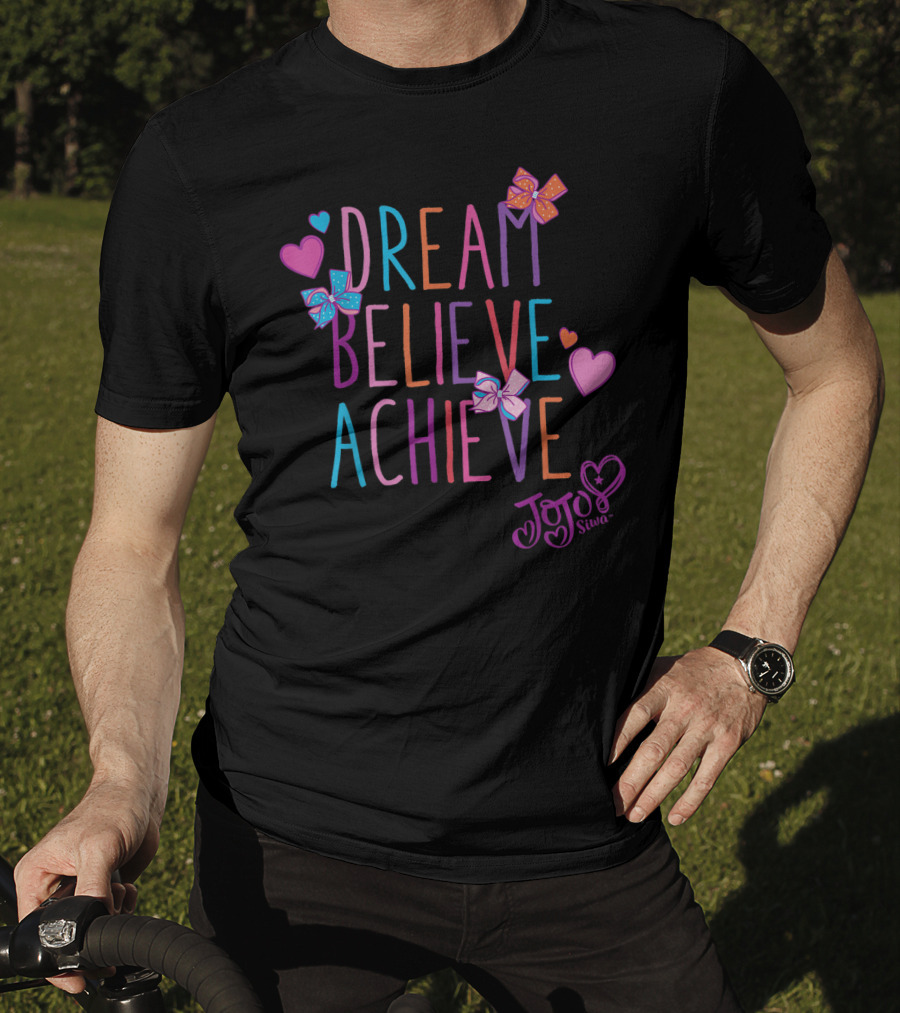 Nickelodeon Jojo Siwa Dream Believe Achieve Hearts And Bows T-Shirt