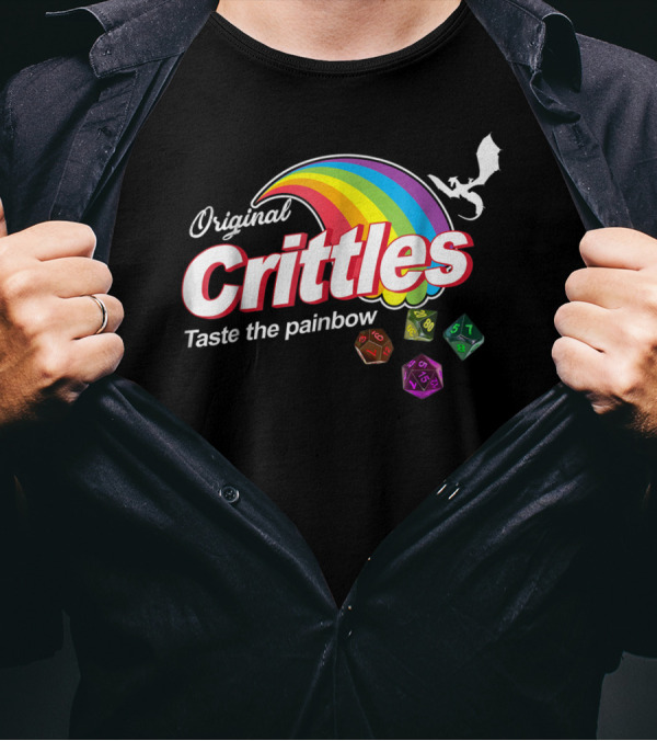 Original Crittles Taste The Painbow DND Dice Dragon Rainbow T-Shirt