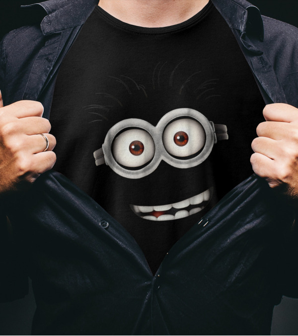 Despicable Me Minions Bob Grinning Face With Goggles And Hair Strands T-Shirt