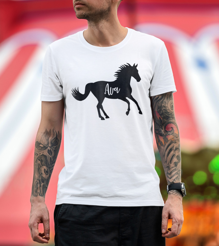 Ava Horse Animal Silhouette Personalized Name T-Shirt