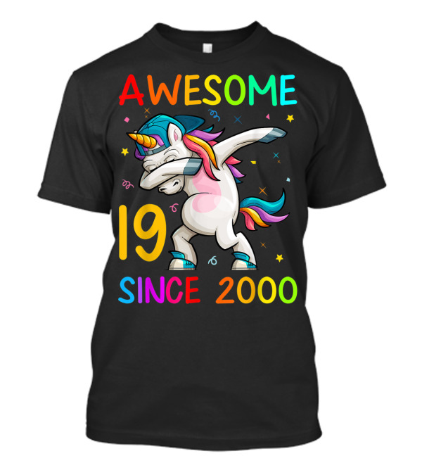 Awesome Unicorn Dabbing 19 Since 2000 T-Shirt