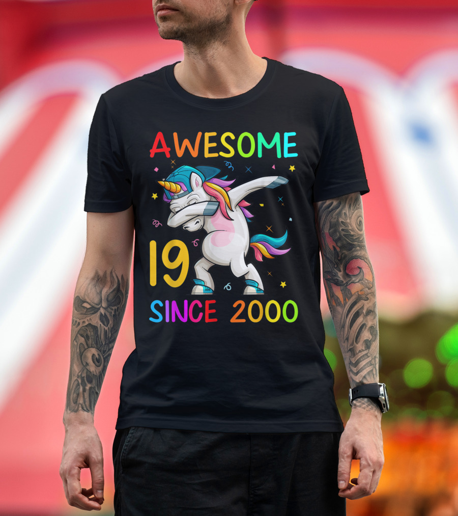 Awesome Unicorn Dabbing 19 Since 2000 T-Shirt