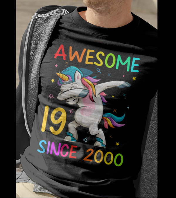 Awesome Unicorn Dabbing 19 Since 2000 T-Shirt