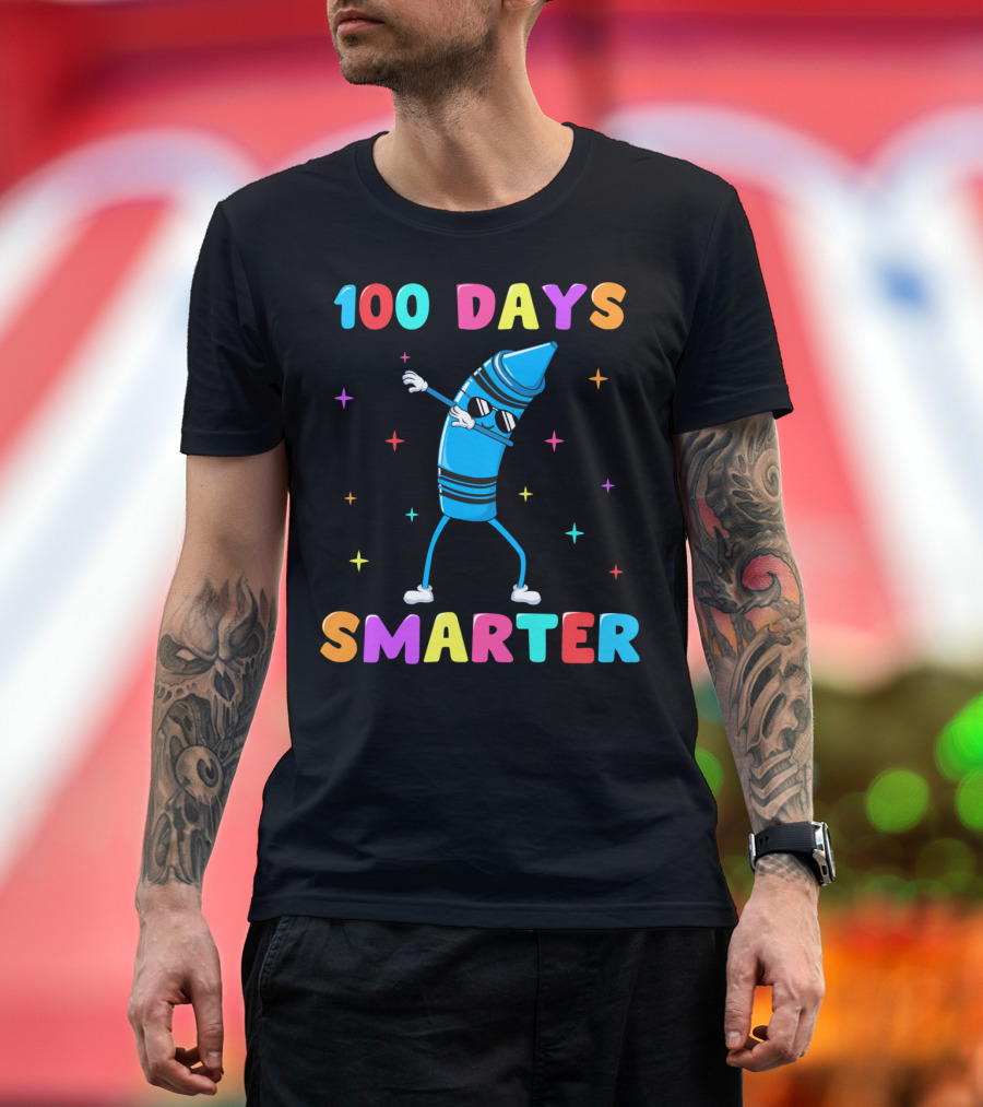 Crayon Dabbing 100 Days Smarter 100Th Day T-Shirt