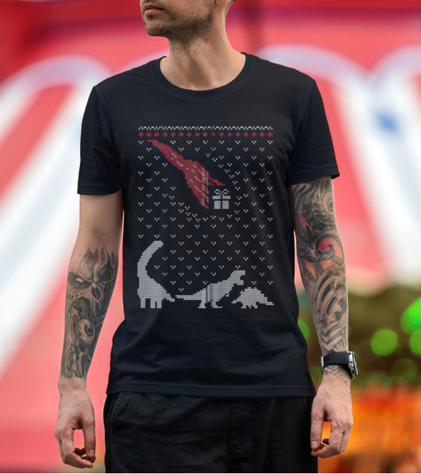 Premium T-Shirt: Dinosaur Asteroid Meteor Christmas T-Shirt Dinosaur Asteroid Meteor Christmas T-Shirt