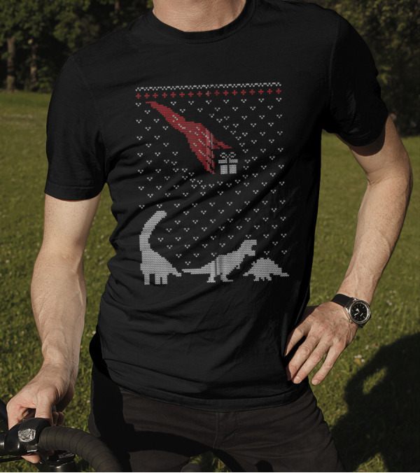 Dinosaur Asteroid Meteor Christmas T-Shirt