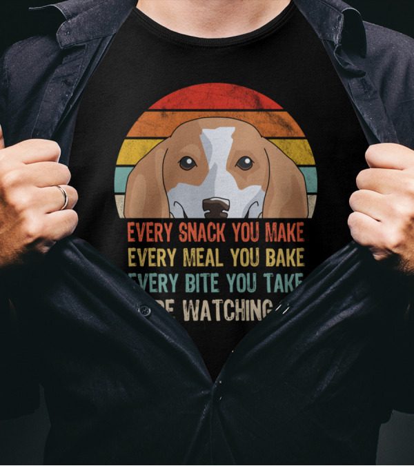 Every Snack You Make Every Meal You Bake Every Bite You Take I'll Be Watching You Beagle Vintage Retro T-Shirt