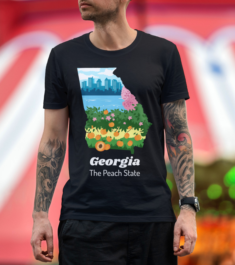 Georgia Scenic Landscape The Peach State Iconography T-Shirt