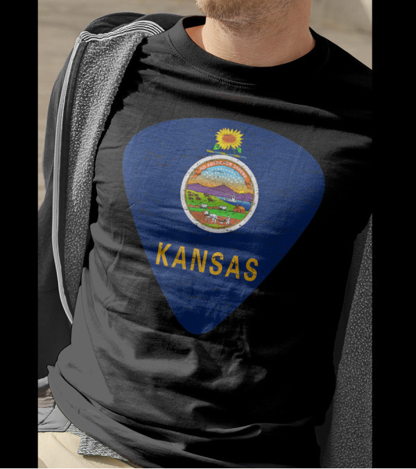 Kansas State Seal Guitar Pick Midwest T-Shirt