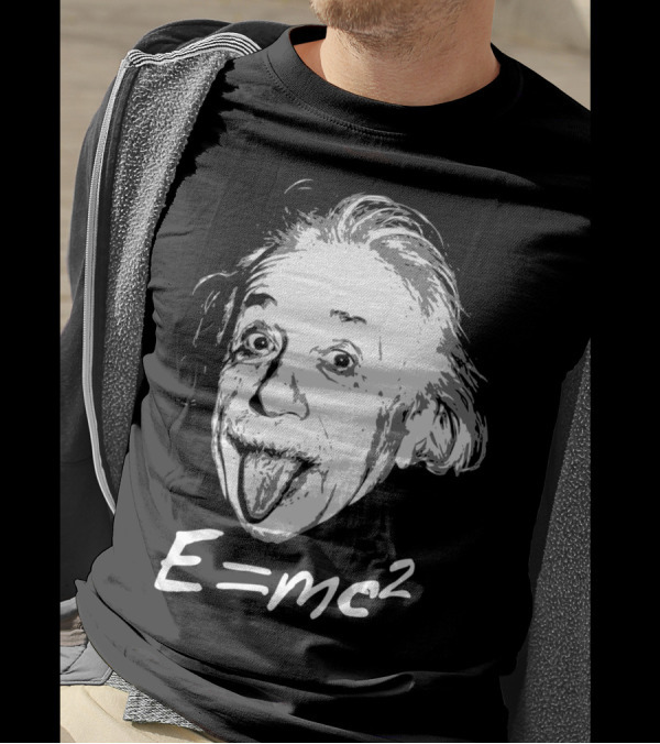Nerdy Einstein Sticking Tongue Out E=Mc2 Iconic Expression T-Shirt