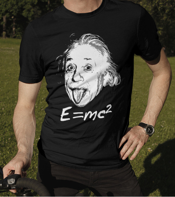 Nerdy Einstein Sticking Tongue Out E=Mc2 Iconic Expression T-Shirt