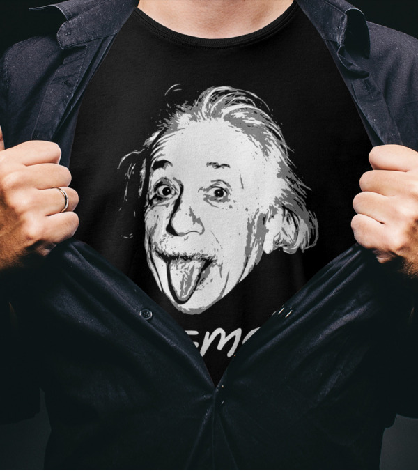 Nerdy Einstein Sticking Tongue Out E=Mc2 Iconic Expression T-Shirt