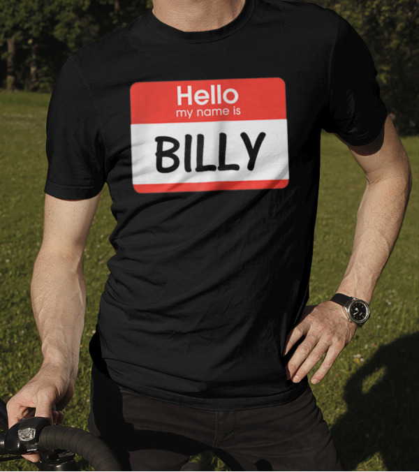 Hello My Name Is Billy Red Name Tag T-Shirt
