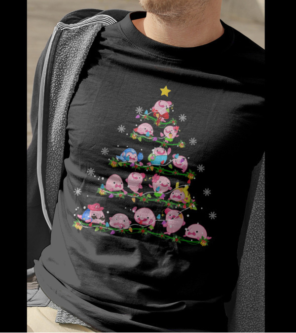 Blobfish Christmas Tree Festive Holiday Lights And Snowflakes T-Shirt