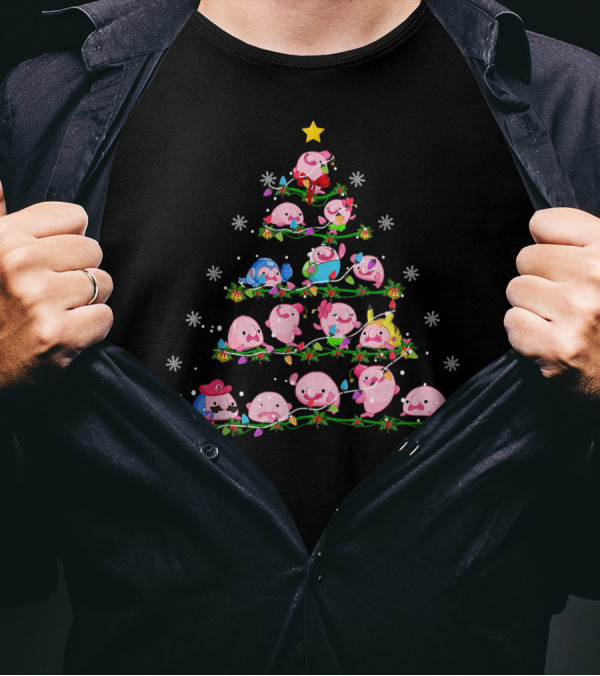 Blobfish Christmas Tree Festive Holiday Lights And Snowflakes T-Shirt
