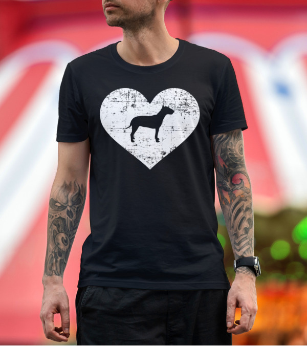Premium T-Shirt: Bull Terrier Heart Silhouette in Grunge Heart Shape T-Shirt Bull Terrier Heart Silhouette in Grunge Heart Shape T-Shirt