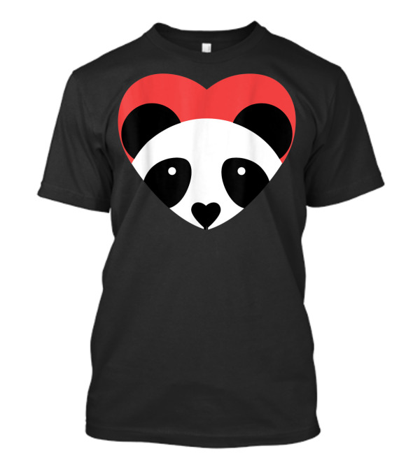 I Heart Pandas Cute Panda Face Inside Red Heart T-Shirt