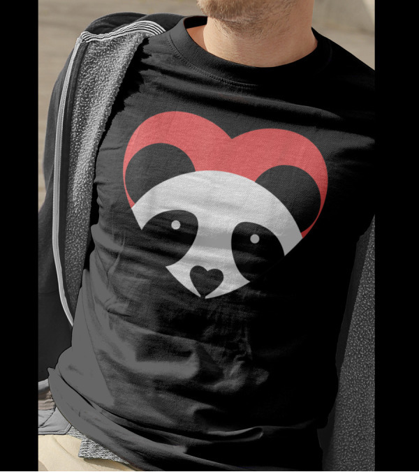 I Heart Pandas Cute Panda Face Inside Red Heart T-Shirt