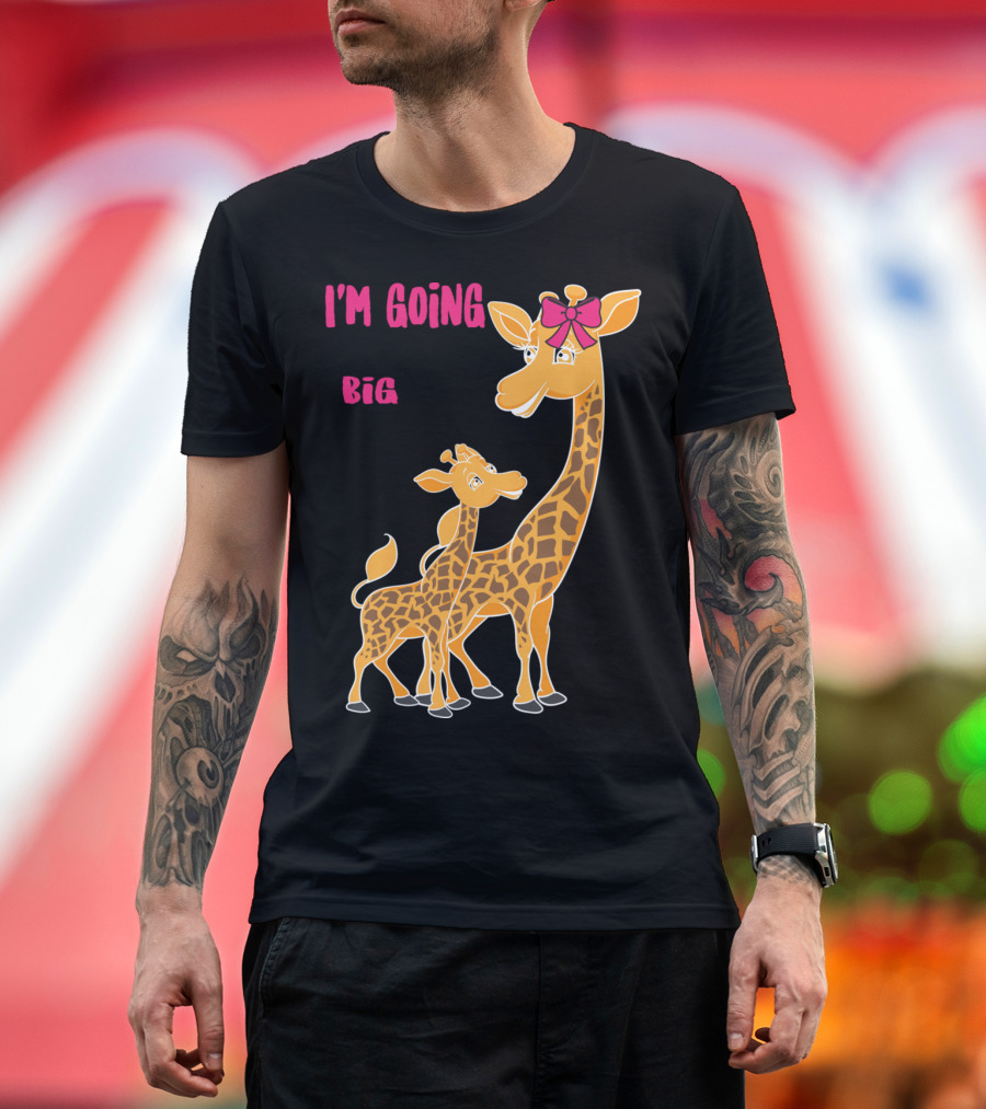 I'm Going to Be a Big Sister with Giraffes and Pink Bow T-Shirt