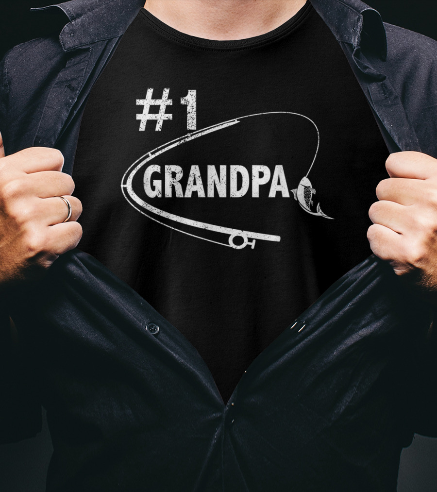 1 Grandpa Fishing Fisherman Best T-Shirt
