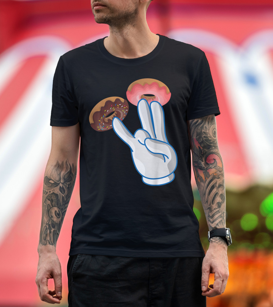 2 In The Pink 1 In The Stink Hand Gesture with Two Sprinkle Donuts Dark Humor T-Shirt