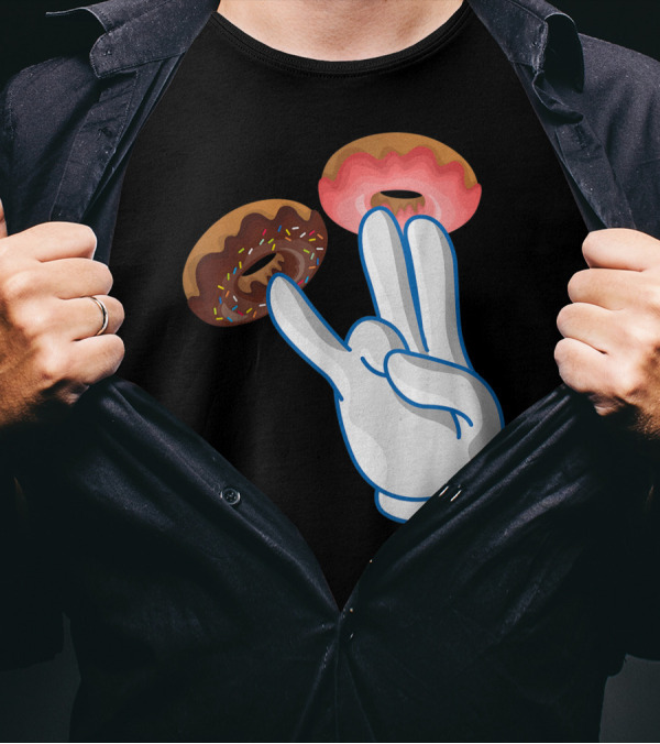 2 In The Pink 1 In The Stink Hand Gesture With Two Sprinkle Donuts Dark Humor T-Shirt
