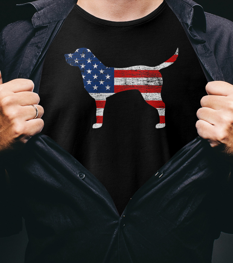 Labrador Retriever Silhouette With American Flag T-Shirt