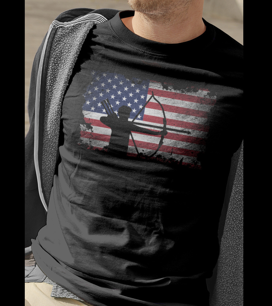 USA Flag Archery American Patriotic Player T-Shirt