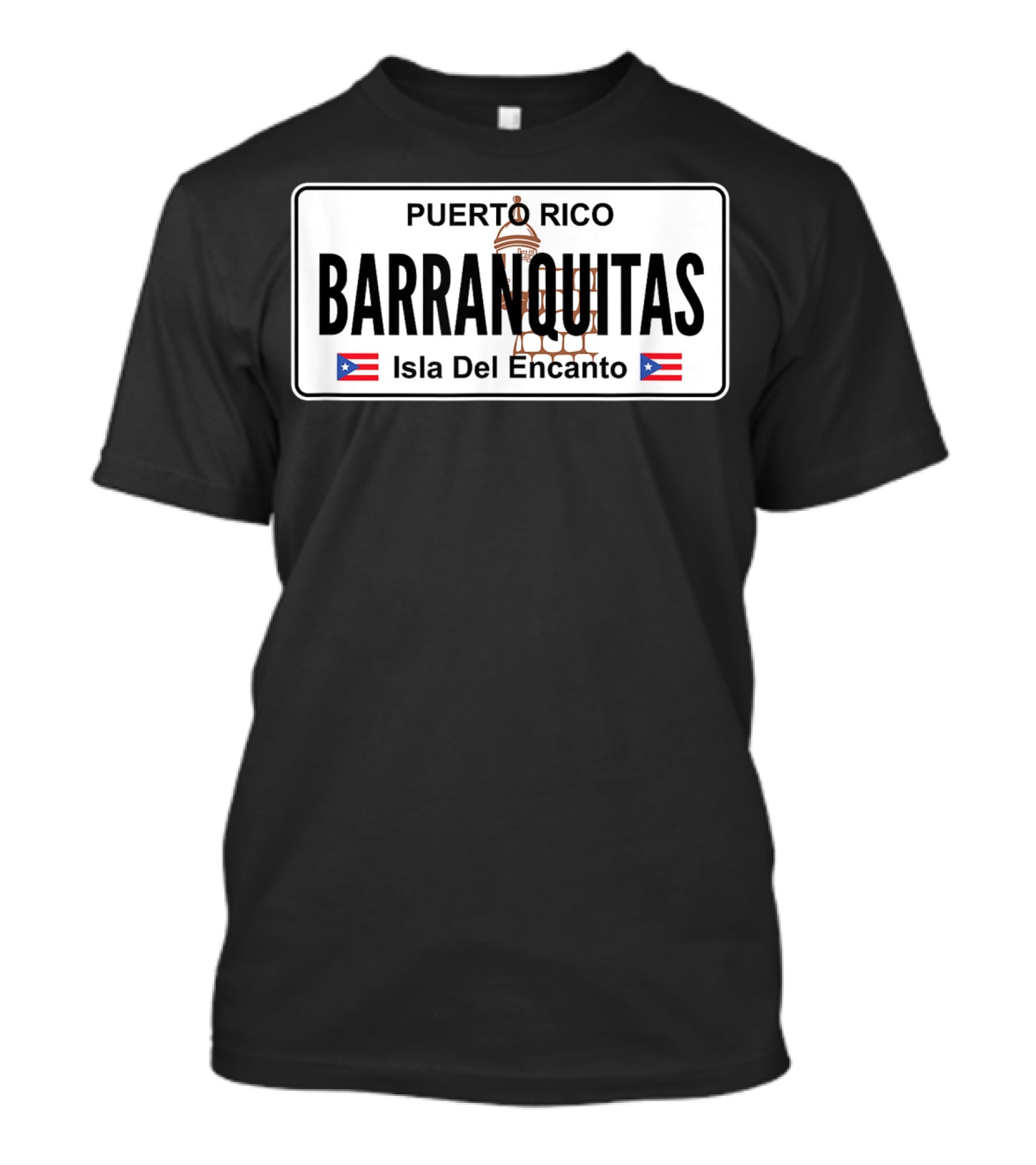 Puerto Rico Barranquitas Isla Del Encanto License Plate T-Shirt