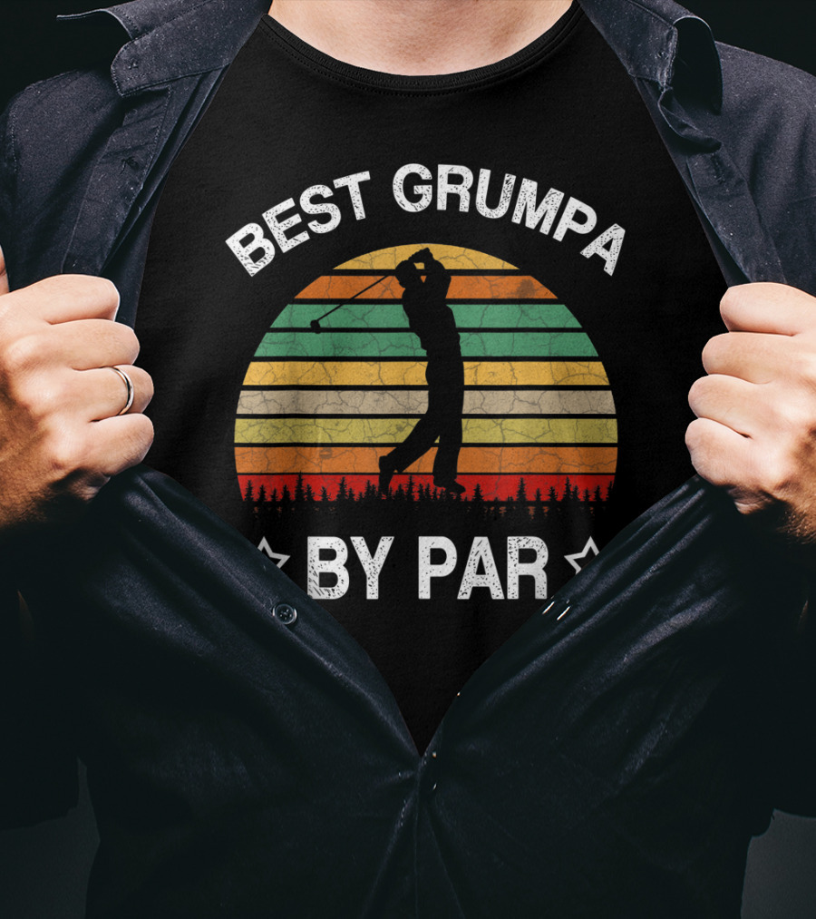 Best Grumpa By Par Golf Vintage Sunset T-Shirt