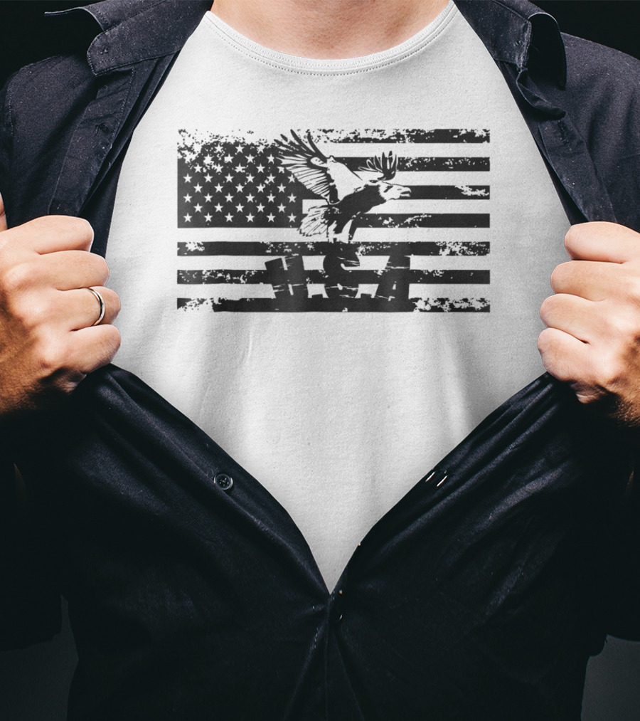 American Flag Eagle USA Patriot Military T-Shirt