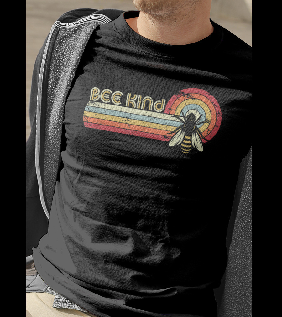 Bee Kind Retro Striped Bee T-Shirt