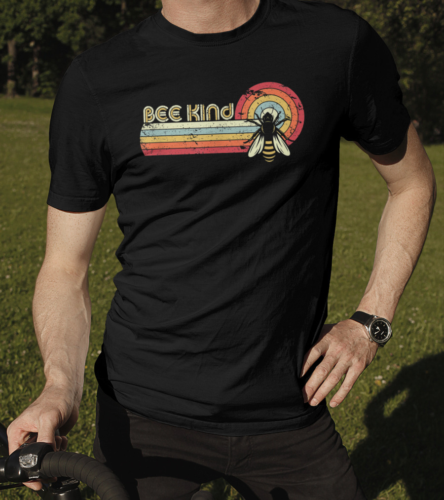 Bee Kind Retro Striped Bee T-Shirt