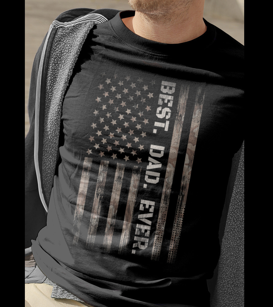 Best Dad Ever American Flag Camo Vintage Fathers T-Shirt