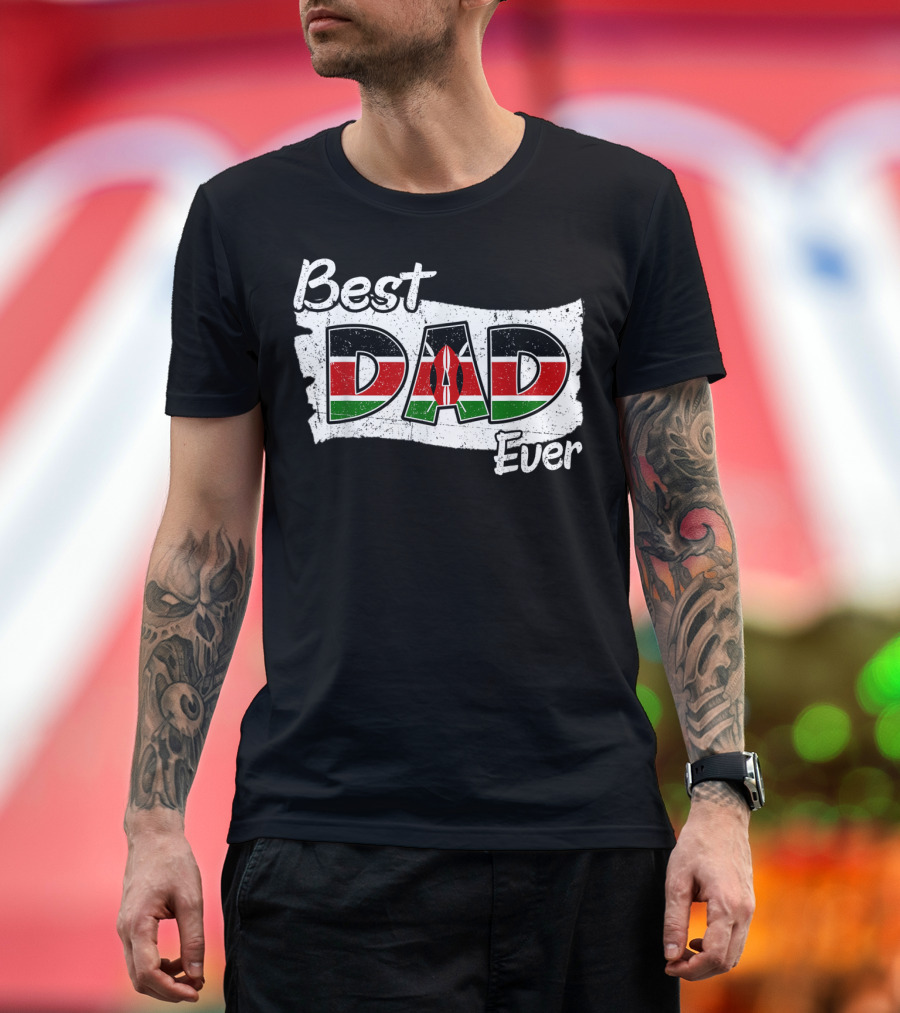 Best Dad Ever Kenyan Flag Map T-Shirt
