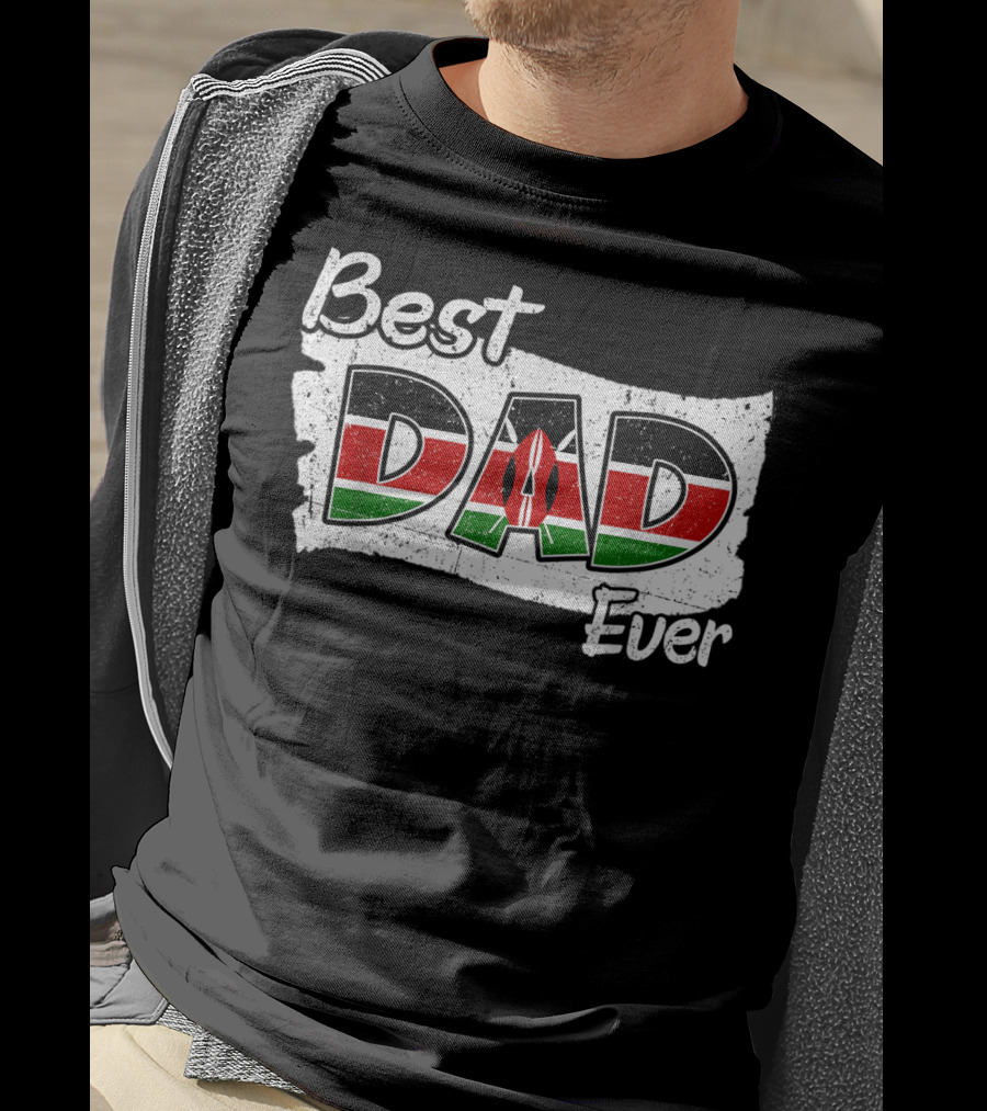 Best Dad Ever Kenyan Flag Map T-Shirt