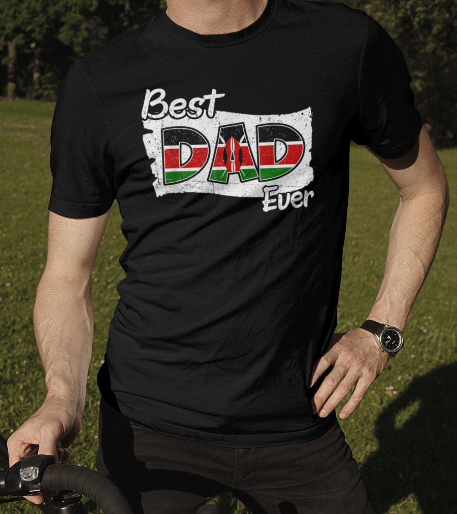 Best Dad Ever Kenyan Flag Map T-Shirt