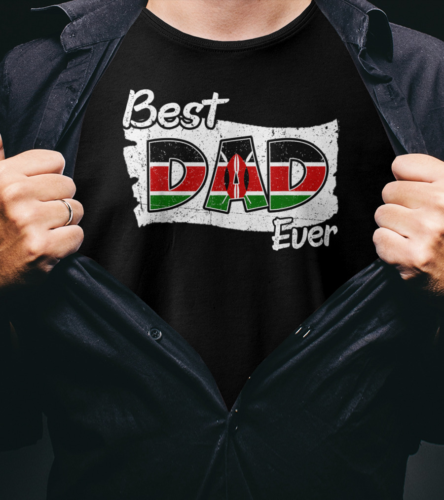 Best Dad Ever Kenyan Flag Map T-Shirt