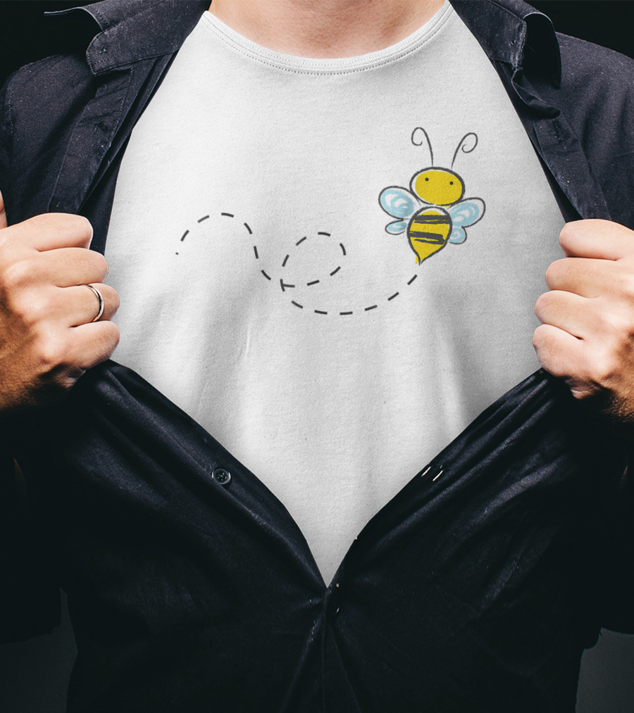 Bumble Bee Cute Doodle With Wings And Flight Path T-Shirt