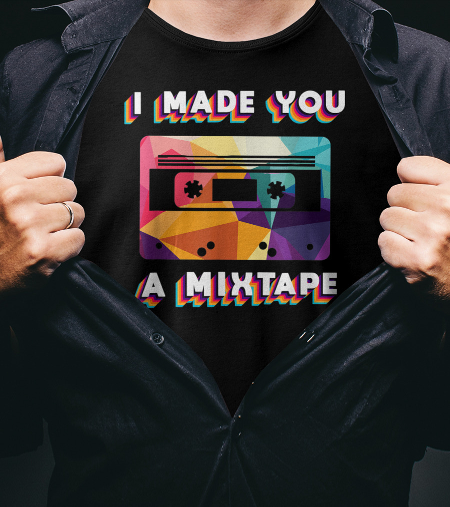 I Made You A Mixtape Colorful Cassette Vintage T-Shirt
