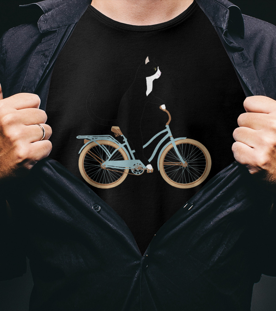 Cat Rides Bicycle T-Shirt