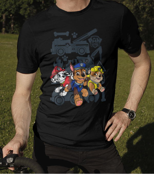 Paw Patrol Chase Marshall Rubble Adventure Vehicles T-Shirt
