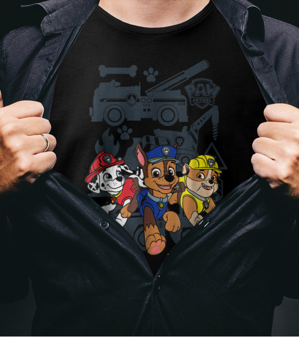 Paw Patrol Chase Marshall Rubble Adventure Vehicles T-Shirt