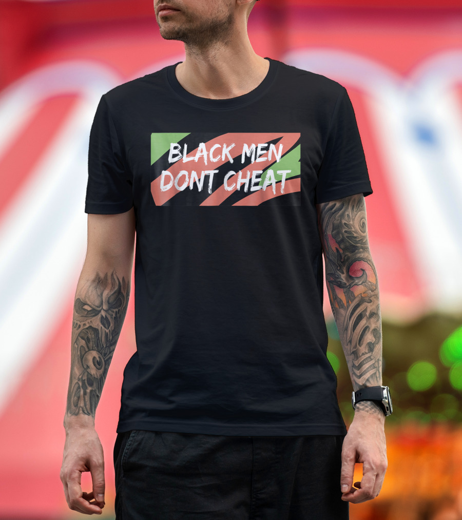 BLACK MEN DONT CHEAT Black Red Green Stripes T-Shirt