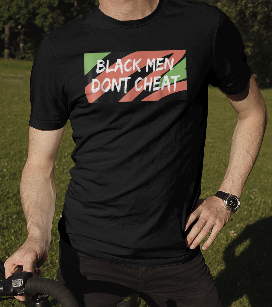BLACK MEN DONT CHEAT Black Red Green Stripes T-Shirt