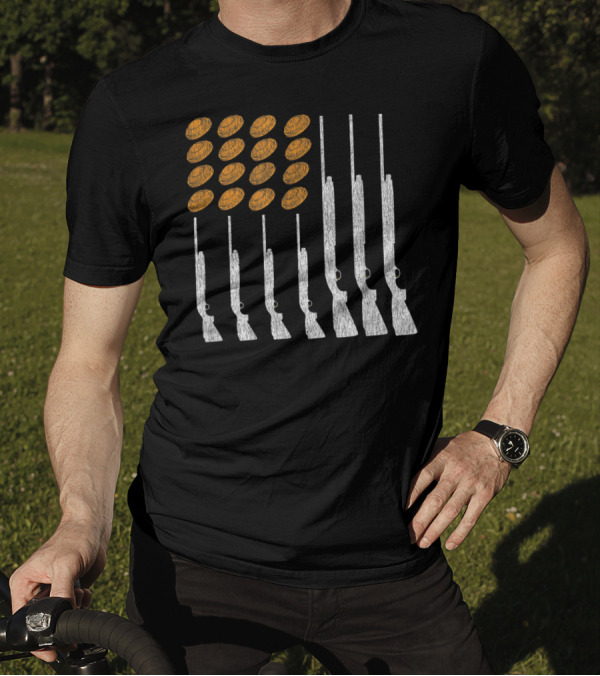 Clay Target Shooting Trap Skeet American Flag Shotguns T-Shirt